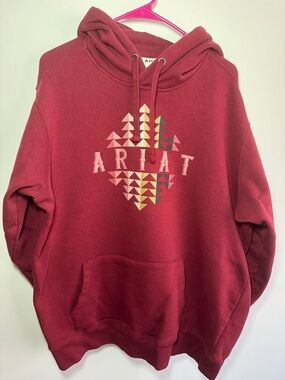 EUC Ariat Women’s Burgundy Red Logo Sweatshirt Hoodie Size XL